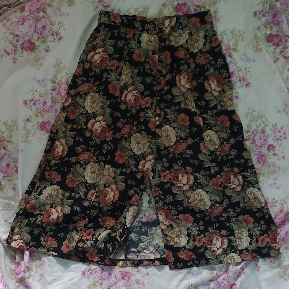 Vintage Fairy Fairycore Cottagecore Whimsygoth Coquette Floral Small Midi Skirt